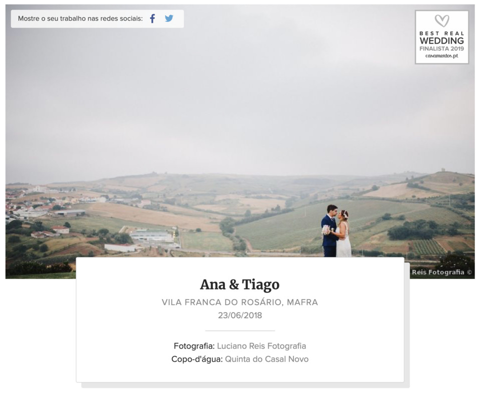Finalista do Best Real Wedding 2019 Finalista do Best Real Wedding 2019